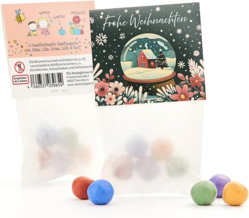 10 x Blumenmurmeln \"Frohe Weihnachten\" | Kleines Geschenk & nachhaltiges Mitgebsel zu Weihnachten | Saatbomben für Kollegen, Gäste & Kinder | Kleinigkeit zum Advent, Kalender-Füllung oder Nikolaus 10 x Blumenmurmeln \"Frohe Weihnachten\" | Kleines Geschenk & nachhaltiges Mitgebsel zu Weihnachten | Saatbomben für Kollegen, Gäste & Kinder | Kleinigkeit zum Advent, Kalender-Füllung oder Nikolaus
