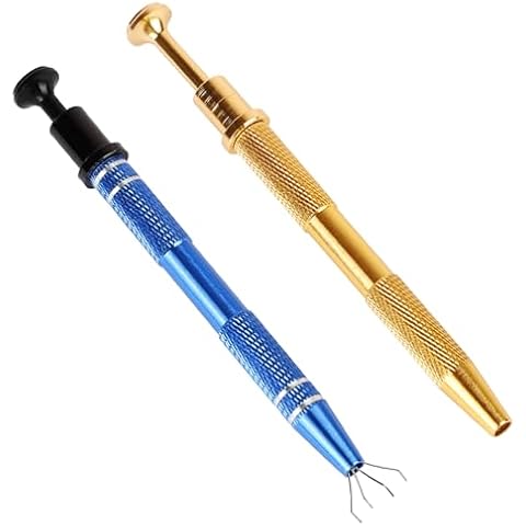 BACUTHY 2 Pack Jeweler's Pick Up Tool, Stainless Steel Piercing Ball Grabber Tool, Pearl Grabber Pick Up Tool with 4 Prongs for Tiny Objects Ic Chips Electronic Components1 Cover
