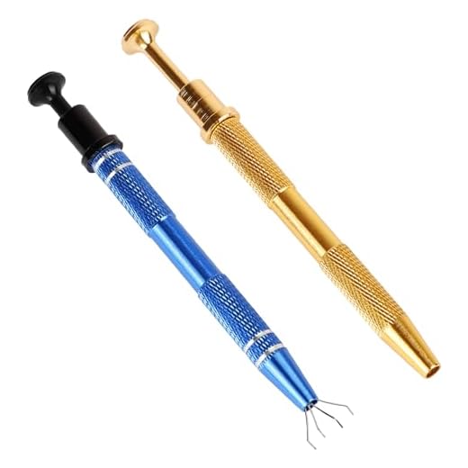 BACUTHY 2 Pack Jeweler's Pick Up Tool, Stainless Steel Piercing Ball Grabber Tool, Pearl Grabber Pick Up Tool with 4 Prongs for Tiny Objects Ic Chips Electronic Components