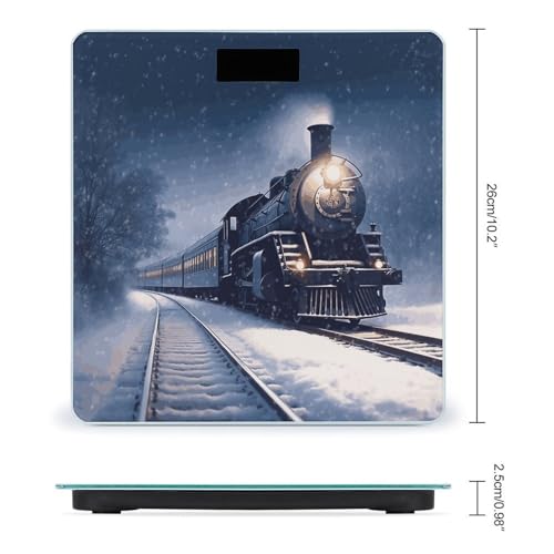 Báscula digital de baño con diseño Navidad y tren ferroviario miniatura 2