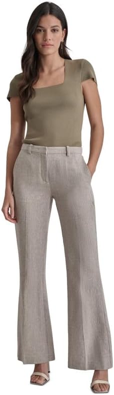 DKNY Women's High-Rise Slim-Fit Bootcut Pants (Light Fatigue, 4)