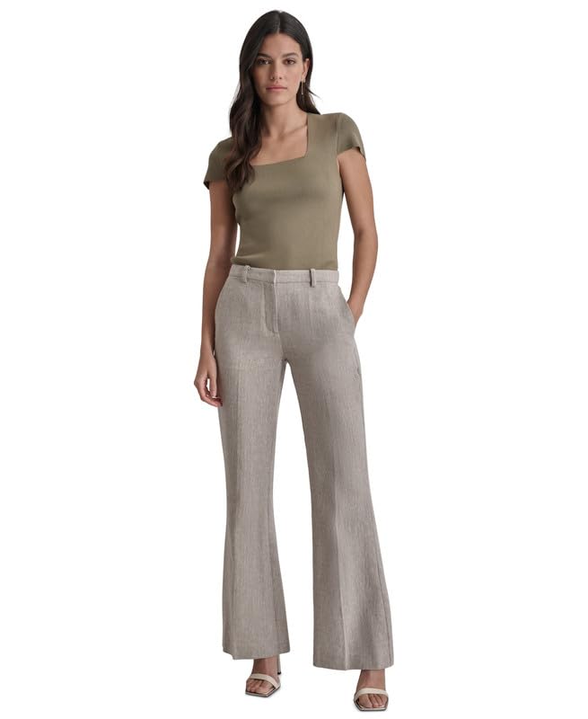 DKNY Womens High-Rise Slim-Fit Bootcut Pants Light Fatigue 4