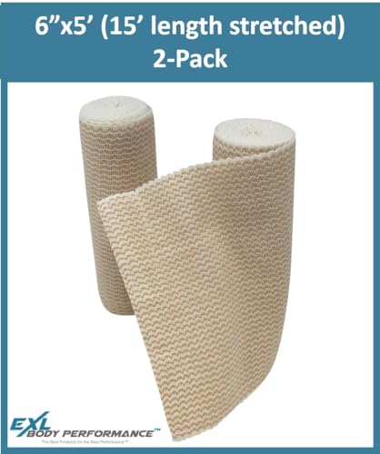 6" Elastic Bandage Wrap with Self-Closure, 2-Pack – 15 ft Stretched – Latex-Free, Reusable, Washable – Compression Support for Sprains, Injuries, Swelling, Sports Recovery - Image 3
