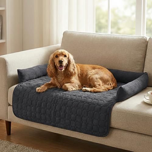 LiveGo Dog Sofa Bed, Pet Couch Covers, Non Slip Cover For Dogs/Pets, Breathable Dog Sofa Cover, Washable Dog Bed For Sofa, Sofa Protectors From Pets Cooling Mat (Dark grey, 90 x 90 x 12cm)