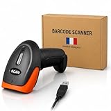 Douchette Code Barre USB 1D 2D QR, Scanner Code Barre Plug and Play, Lecteur IP54 Antichoc, Scanette Compatible Windows Mac Linux, Lecteur QR, EAN UPC...