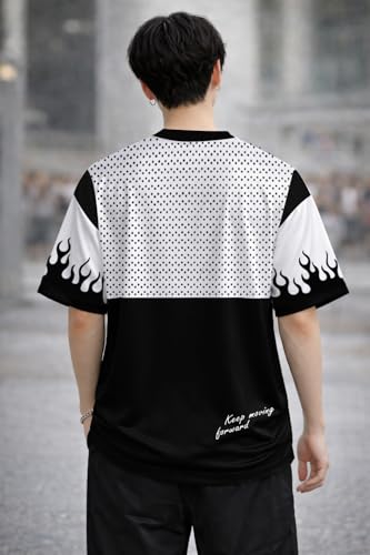 Image of Men's Polyester Oversize Printed T-Shirt, Color Block, Round Neck, Regular Fit, Urban Streetwear Theme