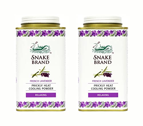 SNAKE BRAND Prickly Heat Cooling Body Powder 140g (Relaxing Lavender Pack of 2)