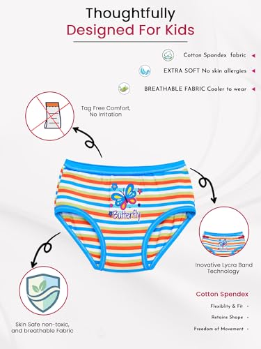 Image of BODYCARE Girls Panties Pack of 6 | 100% Cotton | Ultra Soft Breathable Innerwear | Skin Friendly, Tagless Comfort | Ideal for School