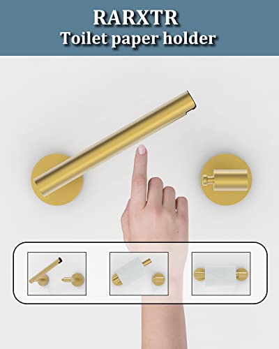 Image of RARXTR Gold 2 Pack Toilet Paper Holder SUS304 Stainless Steel Double Post Pivoting Toilet Paper Roll Holder Wall Mounted Toilet Tissue Holder for Commercial Bathroom RV