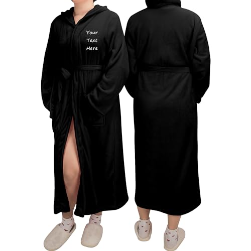 Pekdi Albornoces personalizados para hombres y mujeres Albornoces personalizados para él y para ella Albornoces personalizados de felpa Albornoz de franela suave Loungewear Bata de vestir