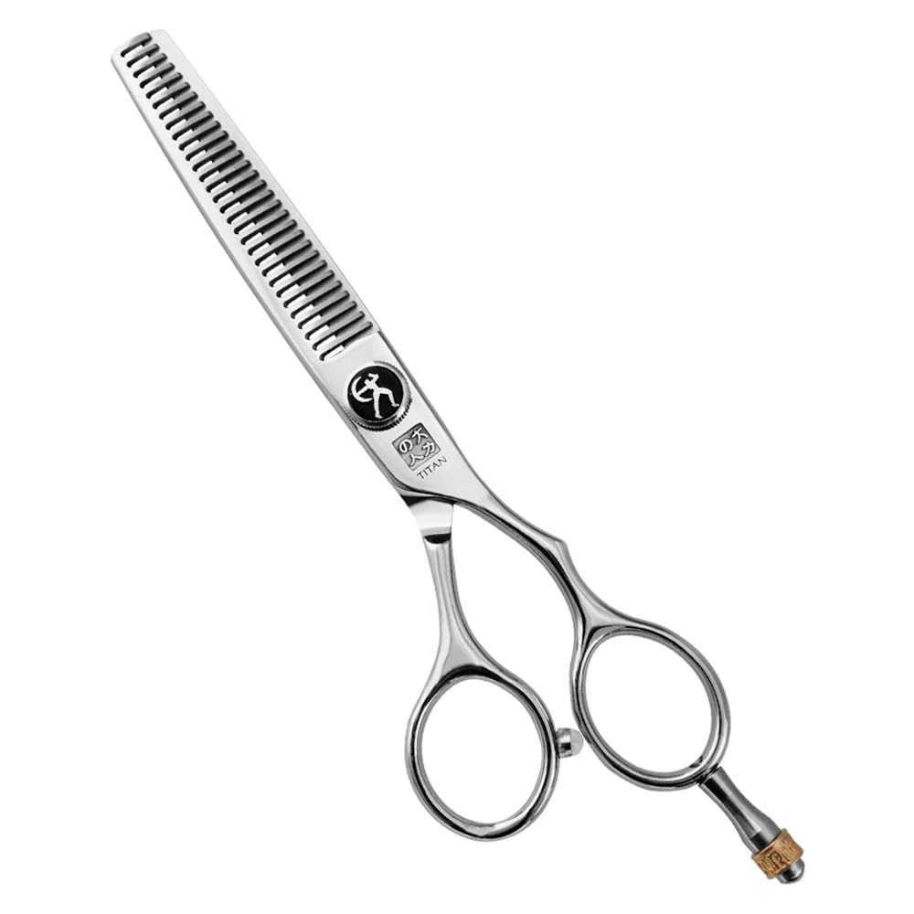 Titan Scissors Silver | Thinning Scissors | Screw Head | Hair Cutting Japanese Style Scissors | Proffesional Barbering Scissors | Sharp Edge | Hand Made Steel 6" Inch