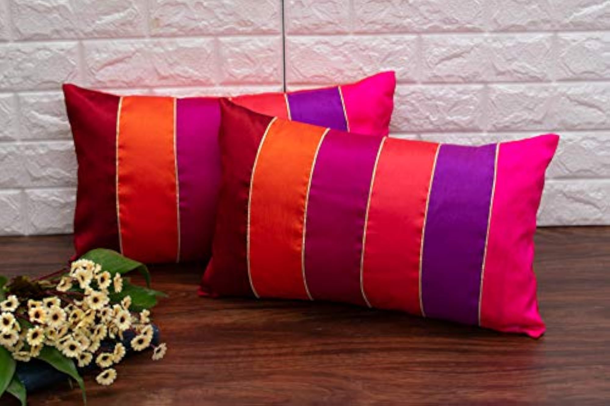 Long Rectangular 'Go Glamorous' Designer Cushion Covers, Set of 2