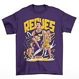 Austin Reaves Cartoon Style Los Angeles Basketball T-Shirt (US, Alpha, Large, Regular, Regular, Purple)
