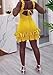 LAJIOJIO Sexy Dresses for Women V Neck Sleeveless Ruffle Bodycon Party Club Mini Dress Going Out Yellow