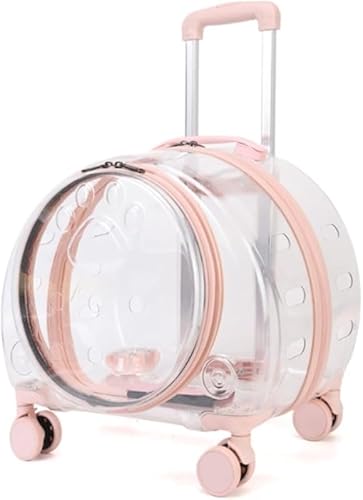 Rutexc ペット旅行用クレート ペット用ベビーカー/バックパック 猫と犬用ケージ 透明ドームと車輪付き 通気性と快適性 散歩、旅行、診察、緊急時の準備、外出に最適 軽量でかわいい