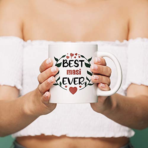 Image of TrendoPrint Best MASI Ever Mug Ideal and Sweet Gift for Aunty Aunt Mausi Ji MASI Printed White Tea and Coffee Cup and Mugs Made of Ceramic- 11 Oz (350ml)