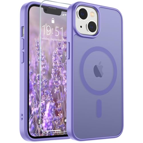 Image of SUPFINE Magnetic for iPhone 15 Plus Case & iPhone 14 Plus Case(Compatible with MagSafe)(Military Grade Drop Protection) Slim Translucent Shockproof with Anti-Fingerprint Phone Case,Purple