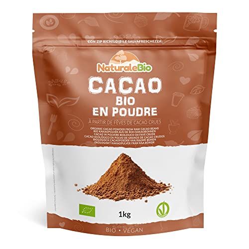 Poudre de Cacao Bio 1 Kg. Organic Cacao Powder. Naturel et Pur à partir de Fèves de Cacao Crues....