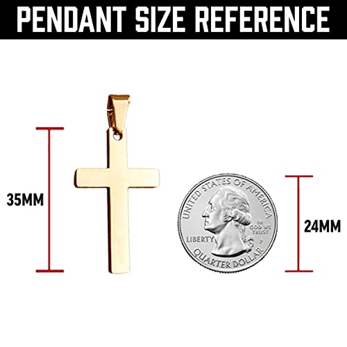 Hockey Cross Pendant With Chain Necklace - 14K Gold Plated Stainless Steel4