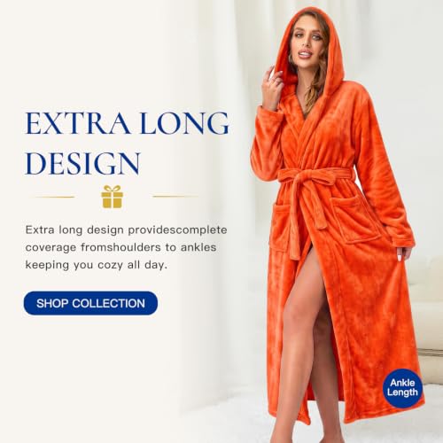 Image of RONGTAI Women's Plush Hooded Robe Bathrobe-Fast Warmth for Home