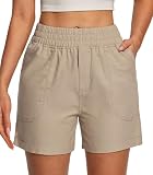 IUGA Women's Linen Shorts High Waisted Dressy Casual Summer Beach Lounge Wide Leg...