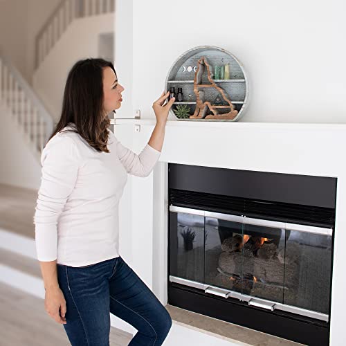 Wondermar Wolf Shelf For Crystals - Crescent Moon Shelf For Rocks, Oils, Plants - Crystal Shelf Display For Wall Decor Or Tabletop - Floating Moon Shelves For Cabins, Boho, Rustic, Farmhouse - (Grey) #TOP7