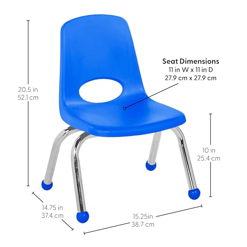Image of Factory Direct Partners 10 inch School Chairs, Stackable Kids Classroom Chair, Set of 4 - Stacking Preschool Chair with Ball Glides For Daycare and Early Childhood Learning Centers, Assorted Colors