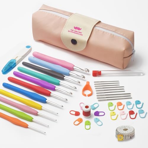Image of BLISSO 41 Pcs Crochet Kit for Beginners Adults - Ergonomic Crochet Hook Set for 1000's of DIY's | Rakshabandhan Gift for Sister (Mini Blush Edition)