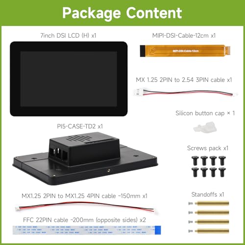 Écran tactile DSI 7 pouces 1280x720 IPS avec boîtier de protection pour Raspberry Pi - 2