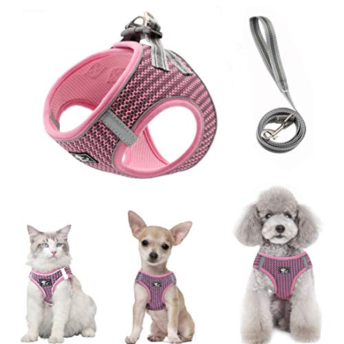 Kismaple Dog Vest Harness Air-Mesh Breathable Reflective Dog Harness And Leash Set No-Pull Step-In Harness Soft Padded Vest For Small Medium Dogs/Cats Harness (Xl, Pink) #TOP24