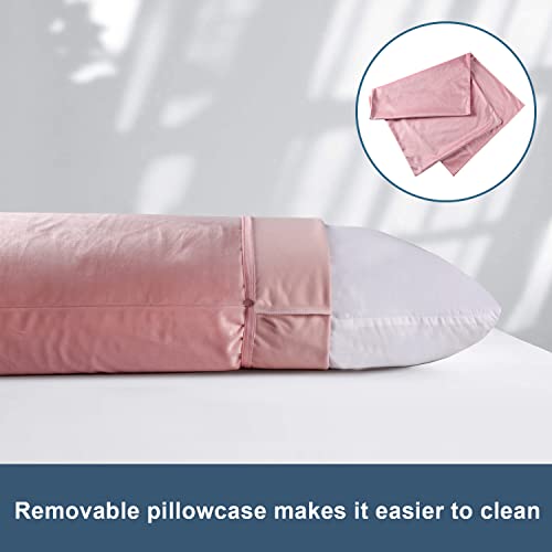 Bedream Full Body Pillow For Adults (Pink, 20 X 54 Inch), Long Pillow For Sleeping, Big Pillows For Bed, Cuddly Large Body Pillow With Velvet Cover #TOP1