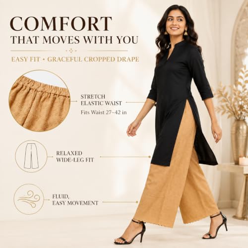 Image of Vastraa Fusion Women's Regular Fit Cotton Chikan Palazzo