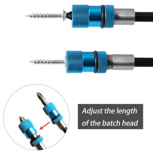 Saipe 3Pcs Adjustable Screw Depth Magnetic Screwdriver Bit Holder 1/4" Hex Shank Drywall Screw Bit Holder Screw Tool With Phillips 2 Screw Driver Bits, Blue #TOP2