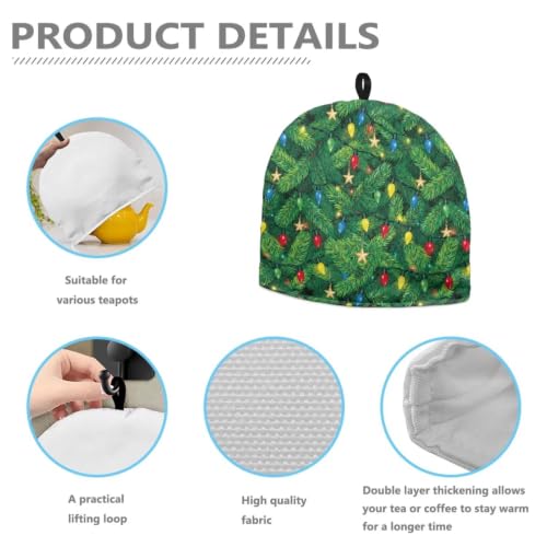 Image of Hudotybom Christmas Light Tea Cozy for Teapot Insulated Wadding Tea Cozies Cover Fit 1 to 6 Cup Kitchen Textiles Warming & Insulating Kettle Covers
