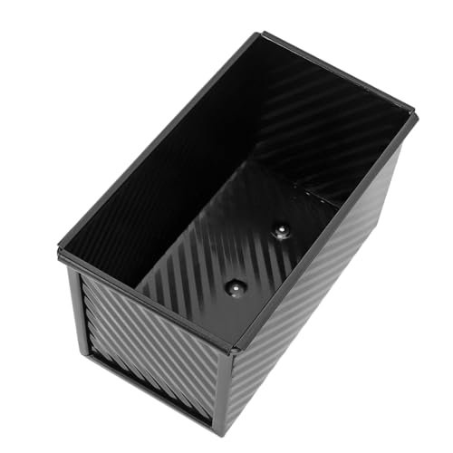Molde para pan antiadherente, caja para tostadas de pan de acero al carbono, molde para pan corrugado resistente, caja de pan cuadrada para sándwich de 8.1x4.6x4.6in para sándwich (Negro sin tapa)