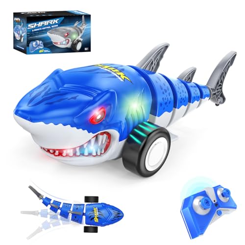 HAHAone Remote Control Shark Car,rc Cars,Toys for Kids Age 4 5 6 7 8 12 with Swinging Tail, LED Lights, Toddlers Birthday for Boys and Girls,juguetes para niños
