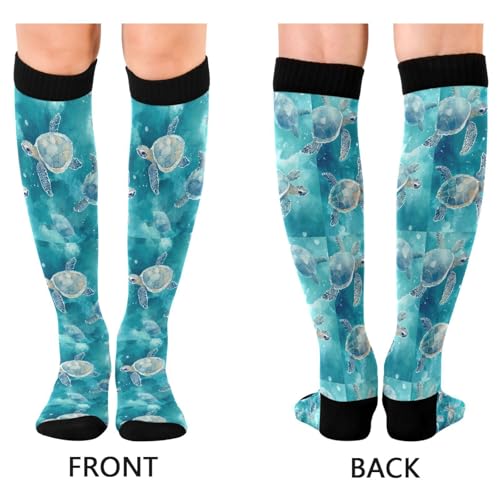 Image of Pigsaly Womens Compression Socks Yellow Stars Funny Brown Capybara Knee High Socks Athletic Tube Sock Outdoor Sport Socks