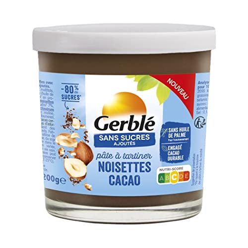 Gerblé Pâte à Tartiner Noisettes Cacao Sans Sucres Ajoutés – Pâte Gourmande Sans Huile de Palme, Cacao Durable, Pot 200g Gerblé Pâte à Tartiner Noisettes Cacao Sans Sucres Ajoutés – Pâte Gourmande Sans Huile de Palme, Cacao Durable, Pot 200g