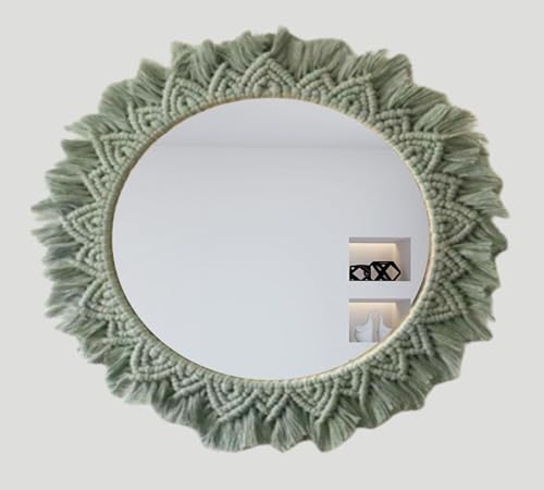 Image of Handmade Macrame Wall Mirror for Home Decor 17 x 17 Inch, 1-Piece (Style 18)