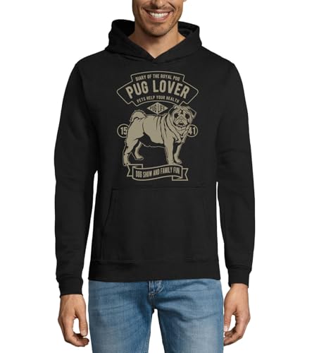 Sweat à capuche Pug Lover en coton noir pour en finir avec les vêtements froids