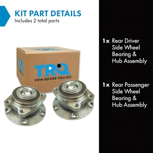 Image of TRQ 2 Piece Rear Wheel Bearing & Hub Assembly Set Compatible with 2006-2011 Audi A6