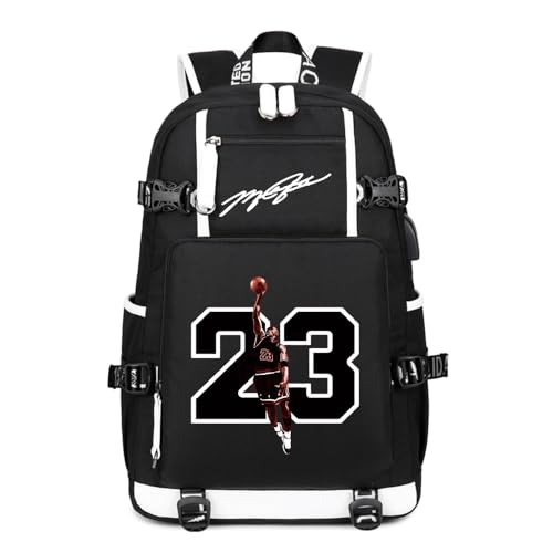 Txiujou Basketball 23 Student School Bag, Laptop Backpack, Ultra-Light Travel Bag, For Men And Women (black-A)