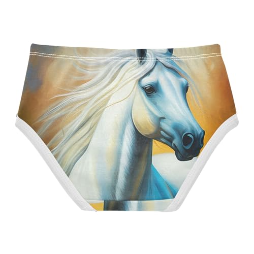 Majestic White Horse Mane Little Girl Panties Toddler Underwear Floral Cotton Pattern Briefs Kids Undies 2t2