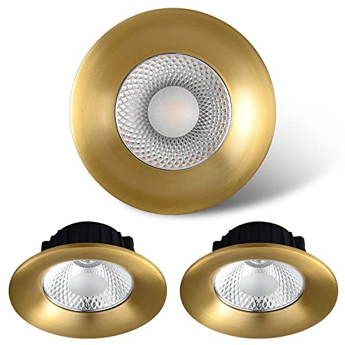 Plafonnier LED rond encastré laiton brossé 3000K blanc chaud IRC95