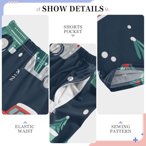 Xmas Trucks Snowflake Boys Long Pants Soft Trousers Elastic Waist Kids Lounge Bottoms with Pockets S-XL4