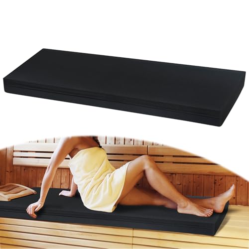 Wibeelee 43 x 16 Inch Waterproof Sauna Seat Cushion for 2-Person,Heat Resistant Fabric High-Density Foam,3" Thick Sauna Bench Mat for Sauna Bath House Shower Room,Non-Slip Sweatproof Design