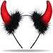 Produktbild Teufelshörner Teufels Ohren Haarreif rot schwarz | Haarschmuck für Damen Herren & Kinder | Kopfschmuck zu Halloween | Kostüm Deko Accessoire für Fasching - Karneval Partys