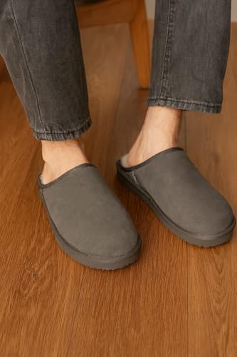 Image of Project Cloud Men's 100% Genuine Leather Shearling Memory Foam Slippers | Genuine Shearling Lining and Lightweight Non-Slip Indoor & Outdoor Wear Slippers for Men - Water-Resistant Mens Slippers