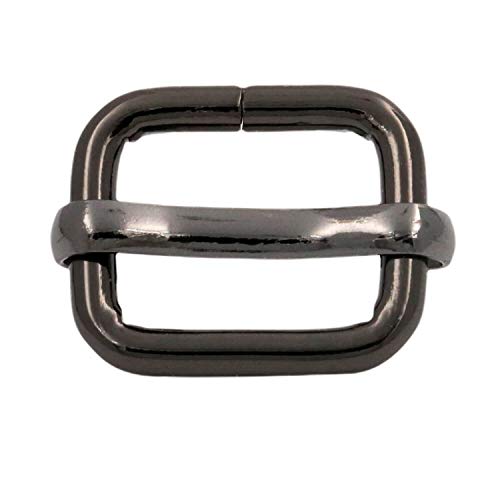 BIKICOCO Metal Slide Adjuster Buckle Tri-Glides with Movable Center Bar, for Straps, 0.6 x 0.51 Inch, Gunmetal, Pack of 50