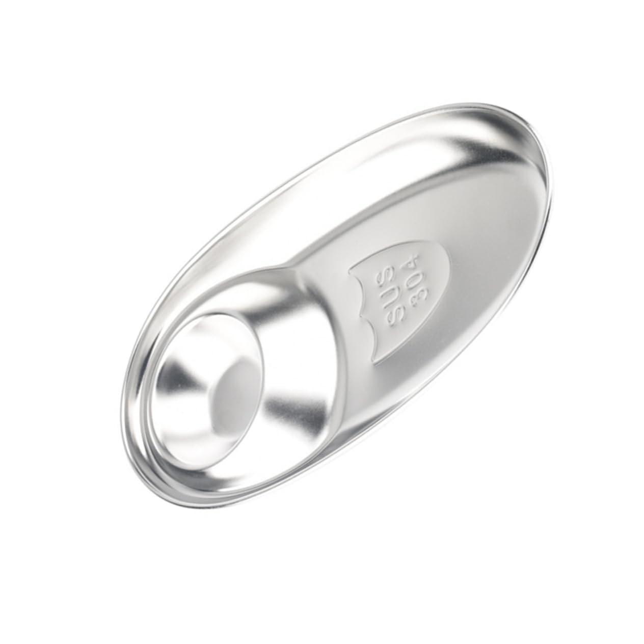 PRETYZOOM 1Pc Double Compartment Stainless Steel Sauce Dish Oval Food Sauce Dish for Dipping Sauces Like Ketchup and Mustard Seasoning Dish for Appetizers and Condiments